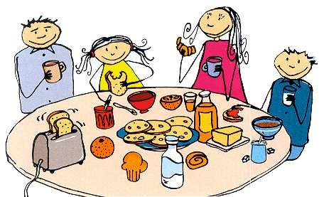dessin de petit déjeuner en famille