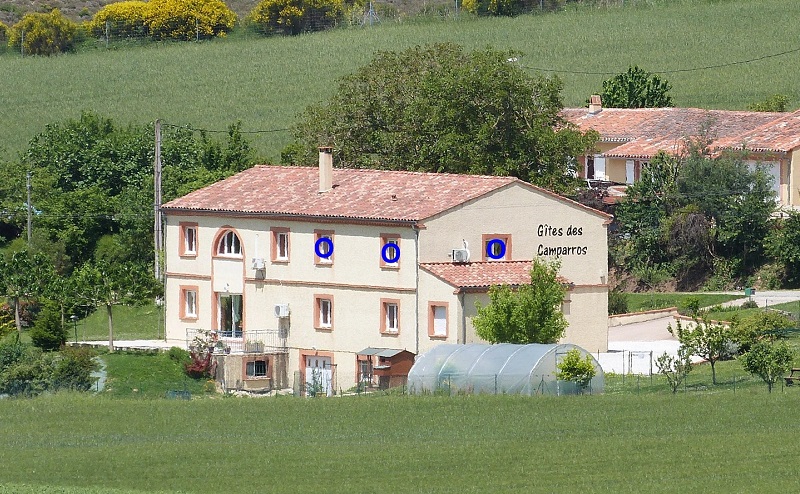 position des fenêtres du Gite des Tournesols, aux ites des Camparros à Nailloux