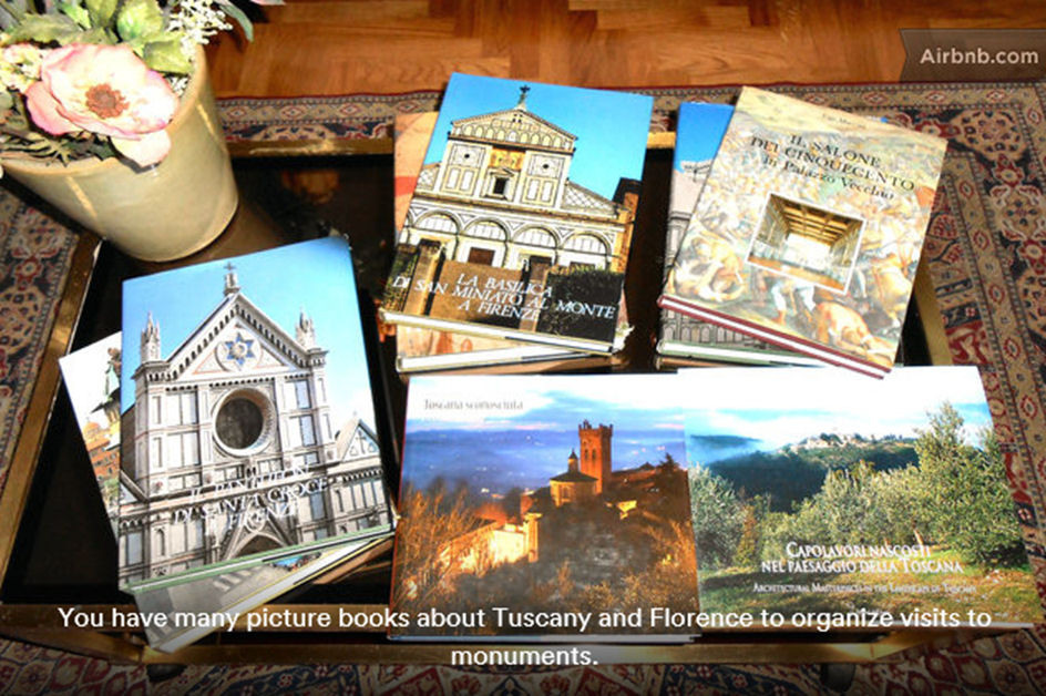 At our guests disposal there are numerous books on the main monuments of Florence and the major cities of Tuscany. 