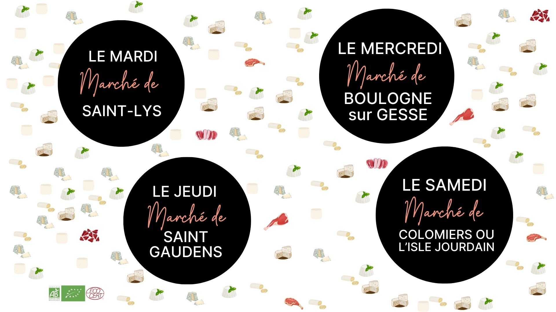Les marchés et événements dans un agenda 