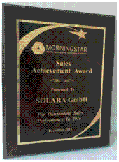 Award for Outstanding Sales Achievement and Support in 2016 for Solar Leather Regulator by Morningstar for motorhomes, sailboats, mountain cabins, allotments, allotment gardens and dachas (dachas) with a five-year product warranty.