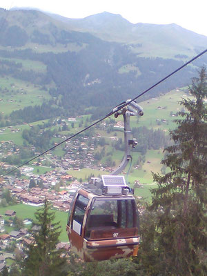 Gondola of a mountain railway in Switzerland with solar system - SOLARA solar power the reliable power supply even in the mountains!