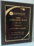 Award for excellent sales performance and support in 2016 for Morningstar solar leather sailors for motorhomes, sailboats, mountain huts, allotments, allotments and dachas (Datscha) with a five-year product guarantee.