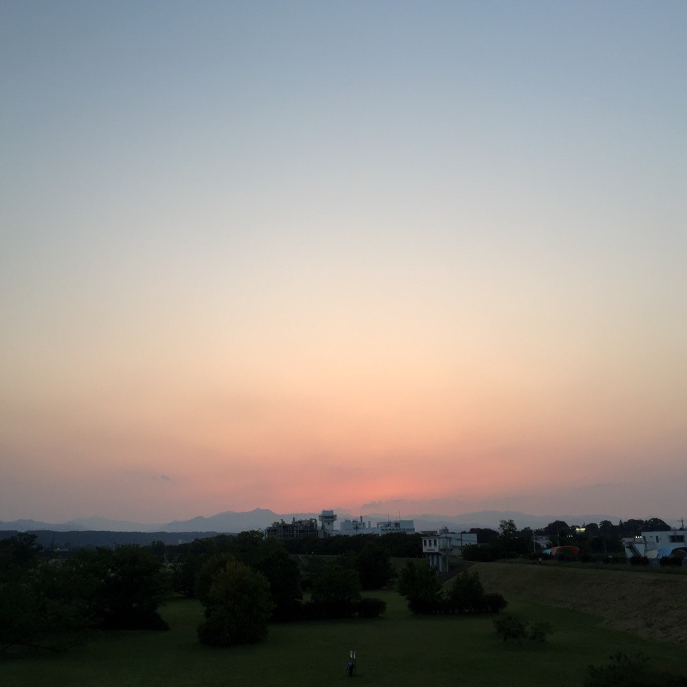 Sunset view from Tama Ohashi Bridge of Tama River Tokyo Akishima