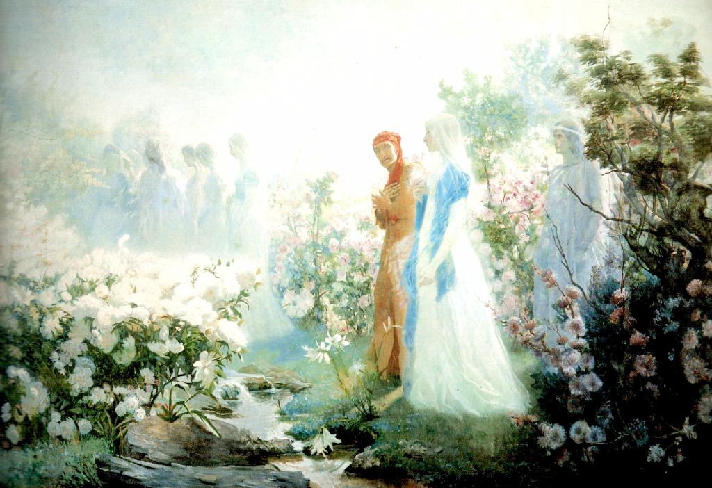 Dante y Beatriz a orillas del Leteo, Cristobal Rojas. 1889. Romanticismo.