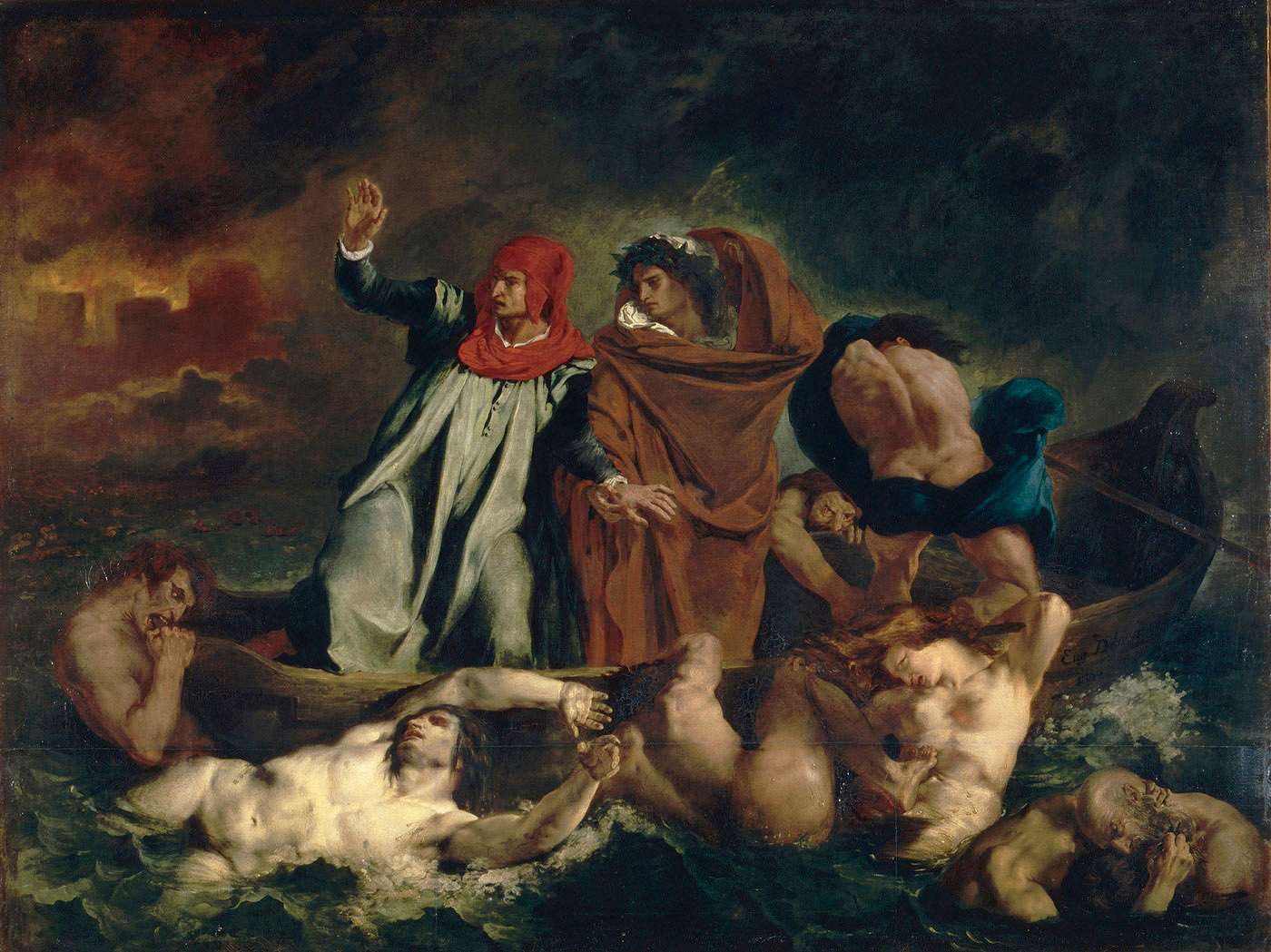 La barca de Dante, Eugène Delacroix. 1822. Romanticismo.