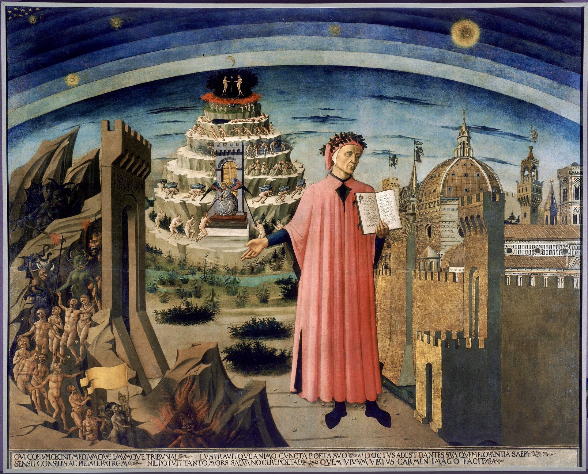 Dante y su poema, Domenico di Michelin, 1465. Renacimiento.