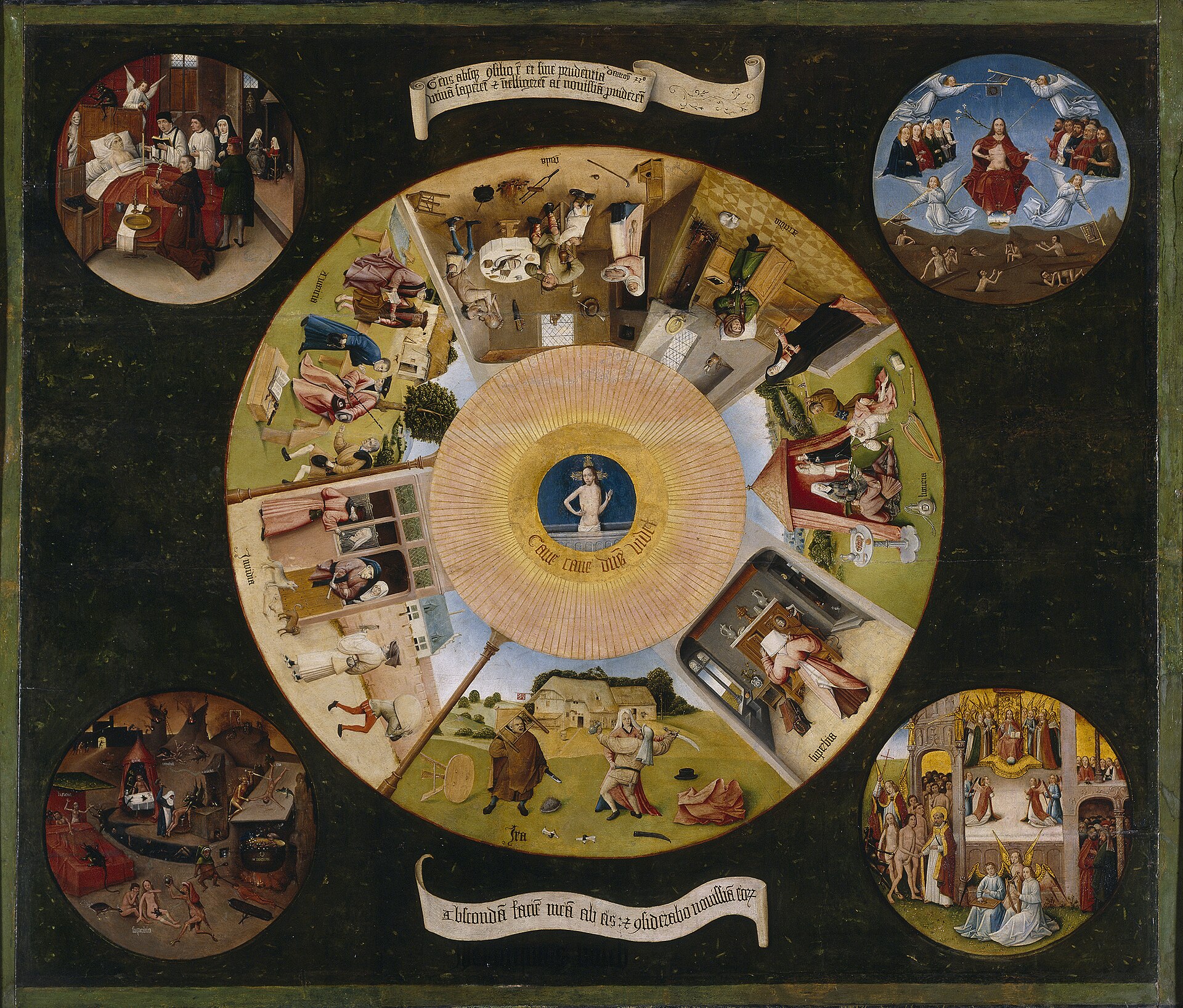 Mesa de los pecados capitales, El Bosco, ca. 1500.