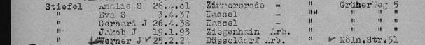 Ausschnitte aus den Deportationsliste 9.12.1941 Riga