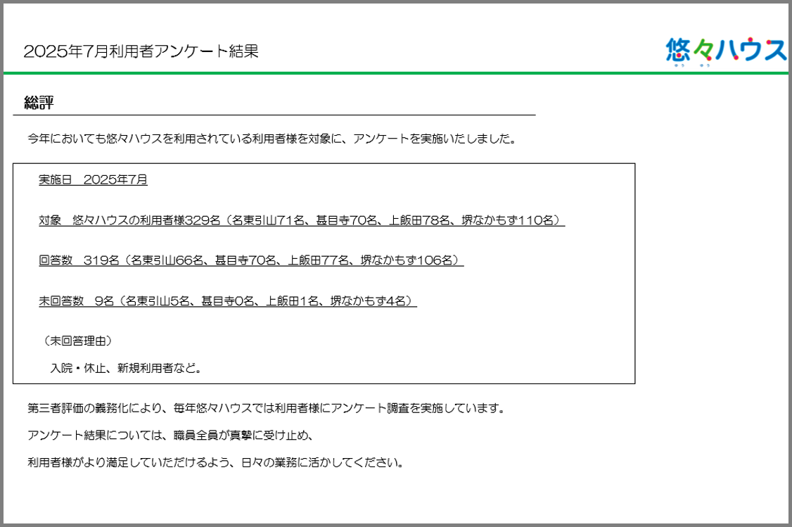 ご利用者様アンケート