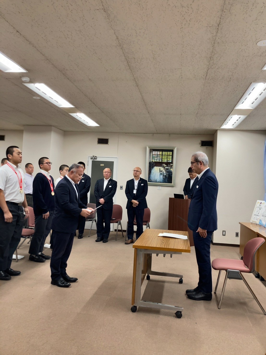 表敬訪問お礼のことば（川口市立西中学校　三浦校長）