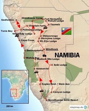 REISEABLAUF UNSERER NAMIBIAREISE