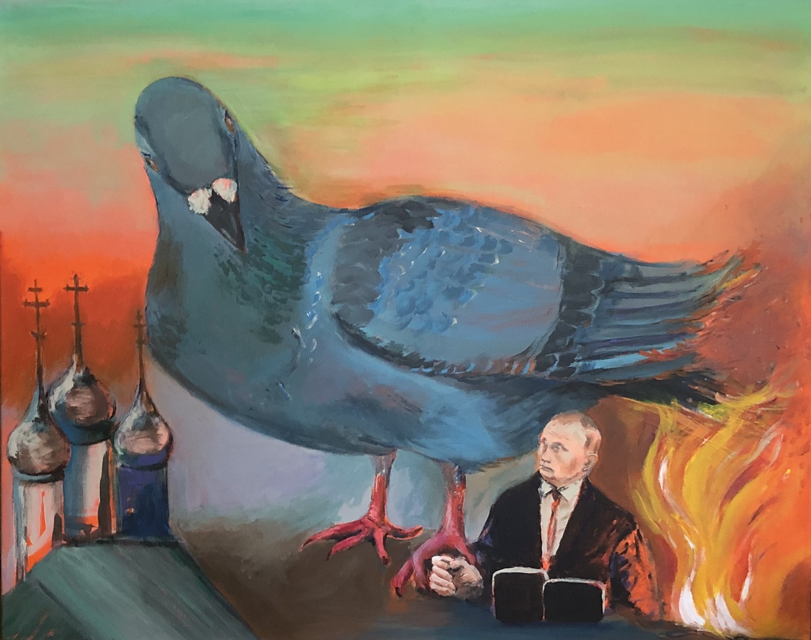 Feuervogel, Acryl auf Leinwand, 80x100