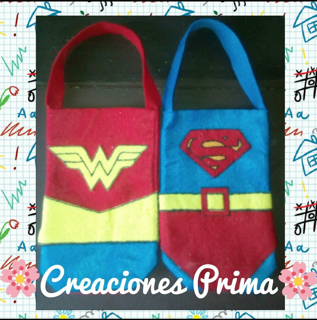 Bolsita de fieltro heroes; decorado: con fieltro $18.°°c/u