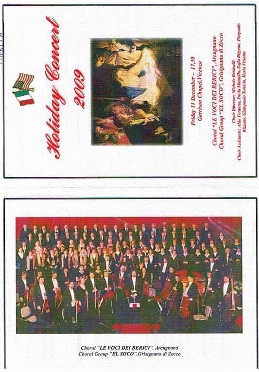 Pieghevole di sala del concerto in caserma Natale 2009