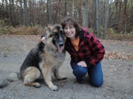 Sue and her beloved German shepherd AJ, who passed in 2013