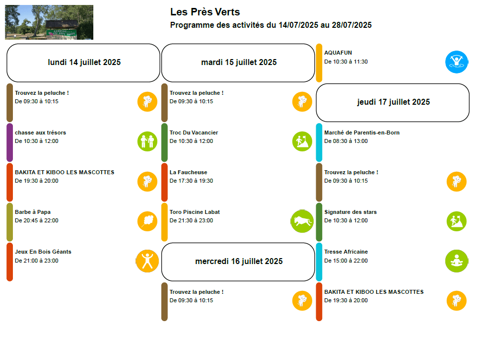 Animations Aout 2024 camping gastes