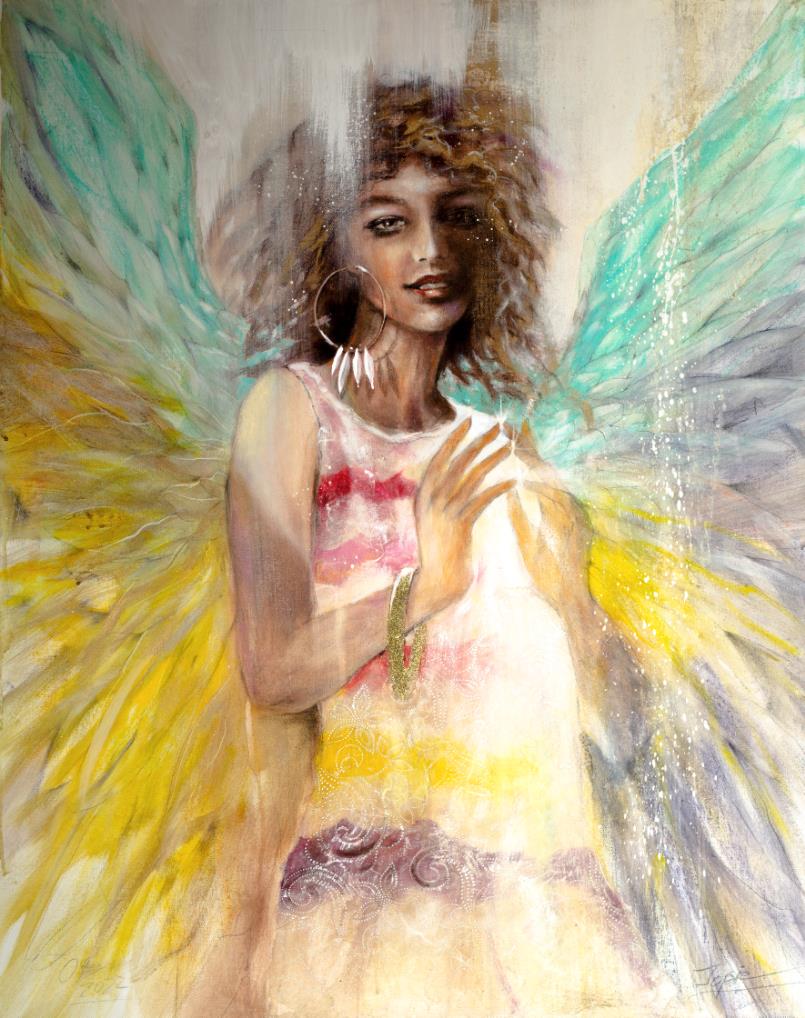 Engel gemalt von Jopie, Wandbild Engelbild, Engel der Hoffnung, Leinwandbild #Engel #Hoffnung #jopie