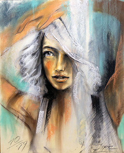 Wandbild #Frauengesicht #angelface #jopie #jopiebopp #portrait #Miracle #wunder #pastellkreide #pastell
