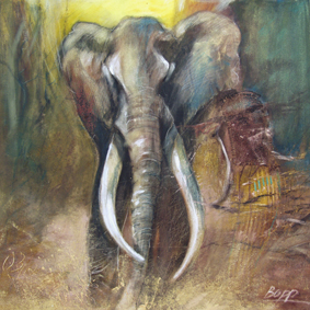 Wandbild Kraftier Elefant als Original oder Kunstdruck von Jopie kaufen