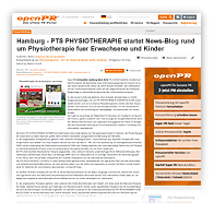 Grafik: OPEN PR - 2023    Hamburg - PTS PHYSIOTHERAPIE startet News-Blog rund um Physiotherapie fuer Erwachsene und Kinder