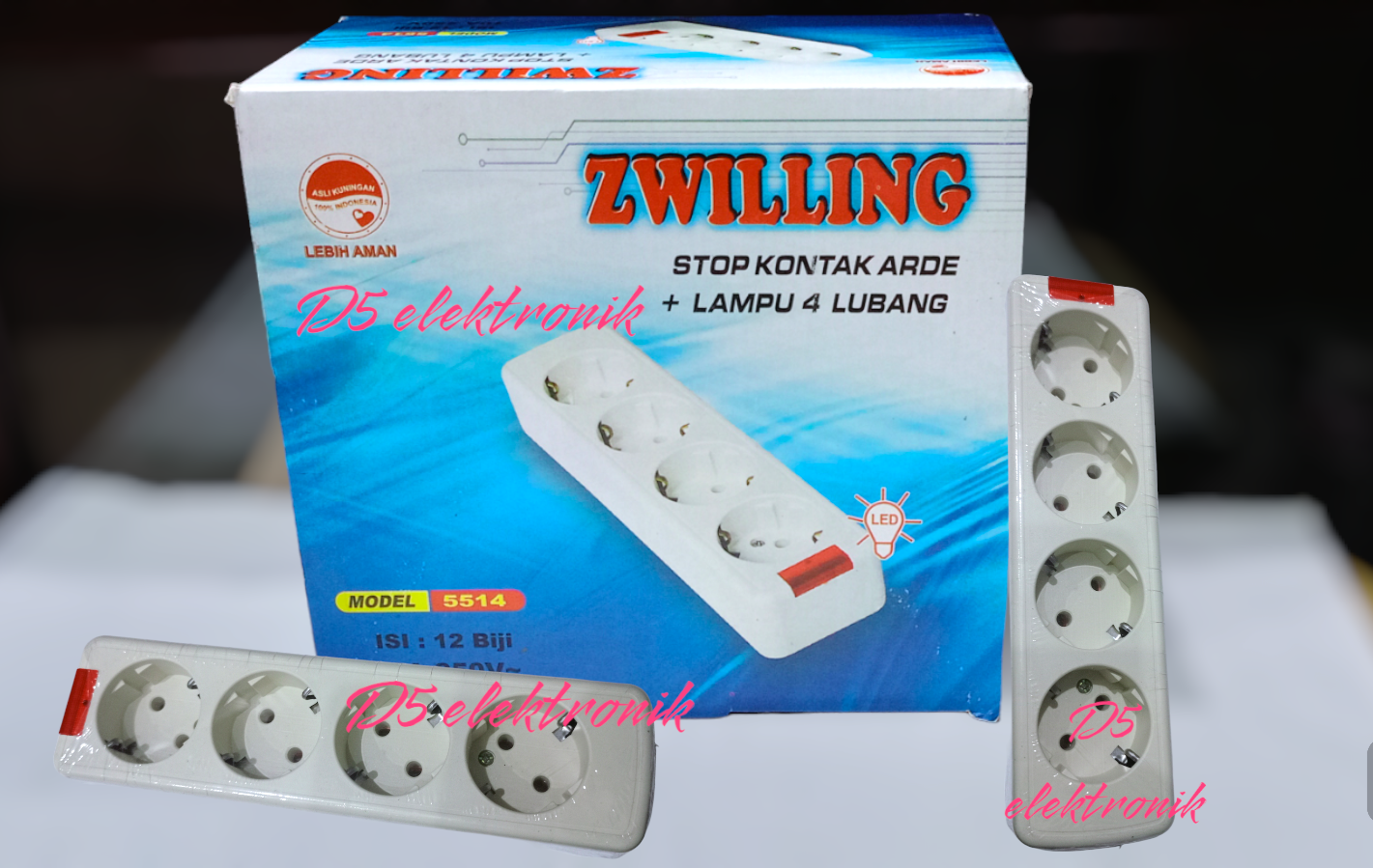 Stop kontak arde Zwilling + lampu 4 lubang asli kuningan