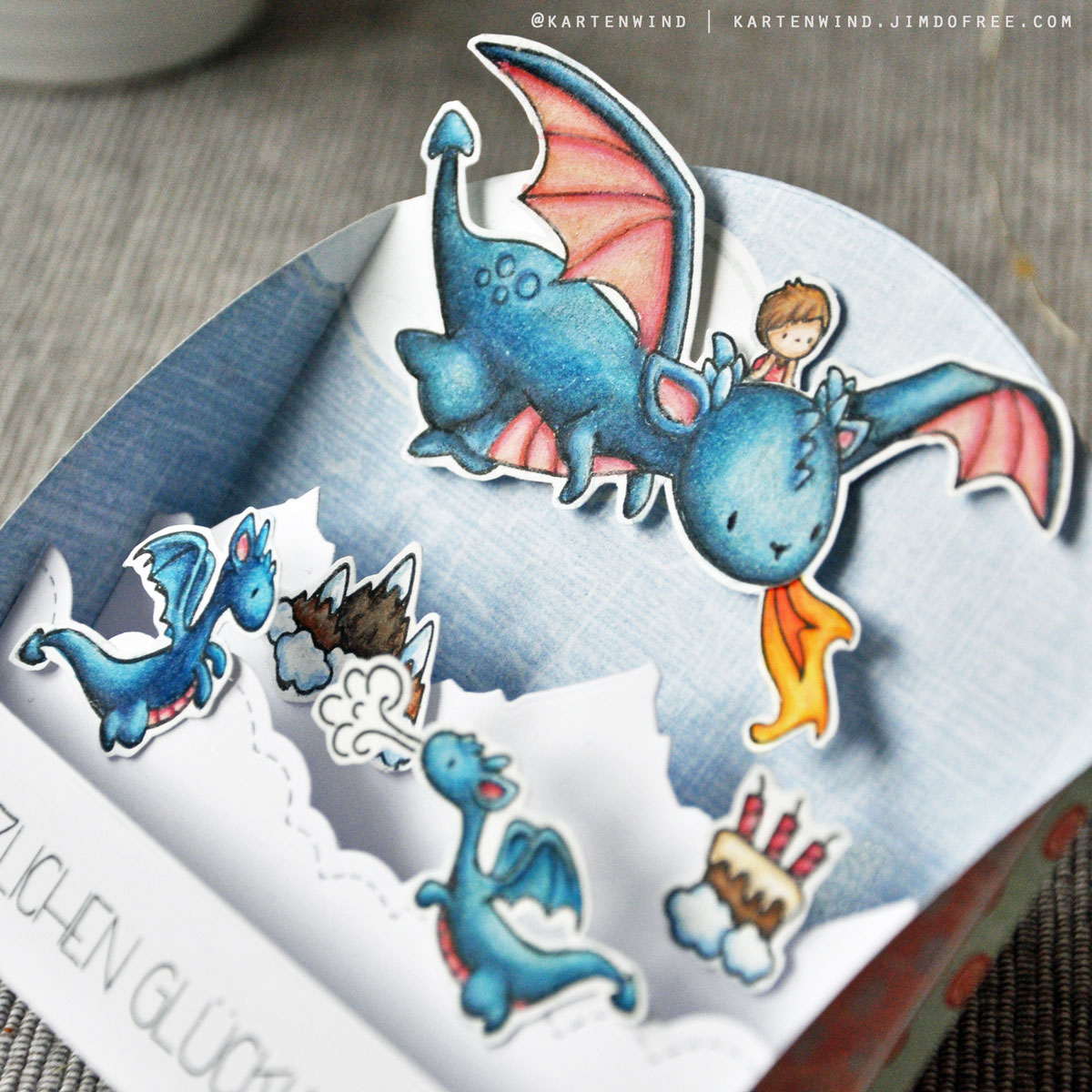 3D Kindergeburtstagskarte mit Drachen | Mama Elephant + Concord & 9th