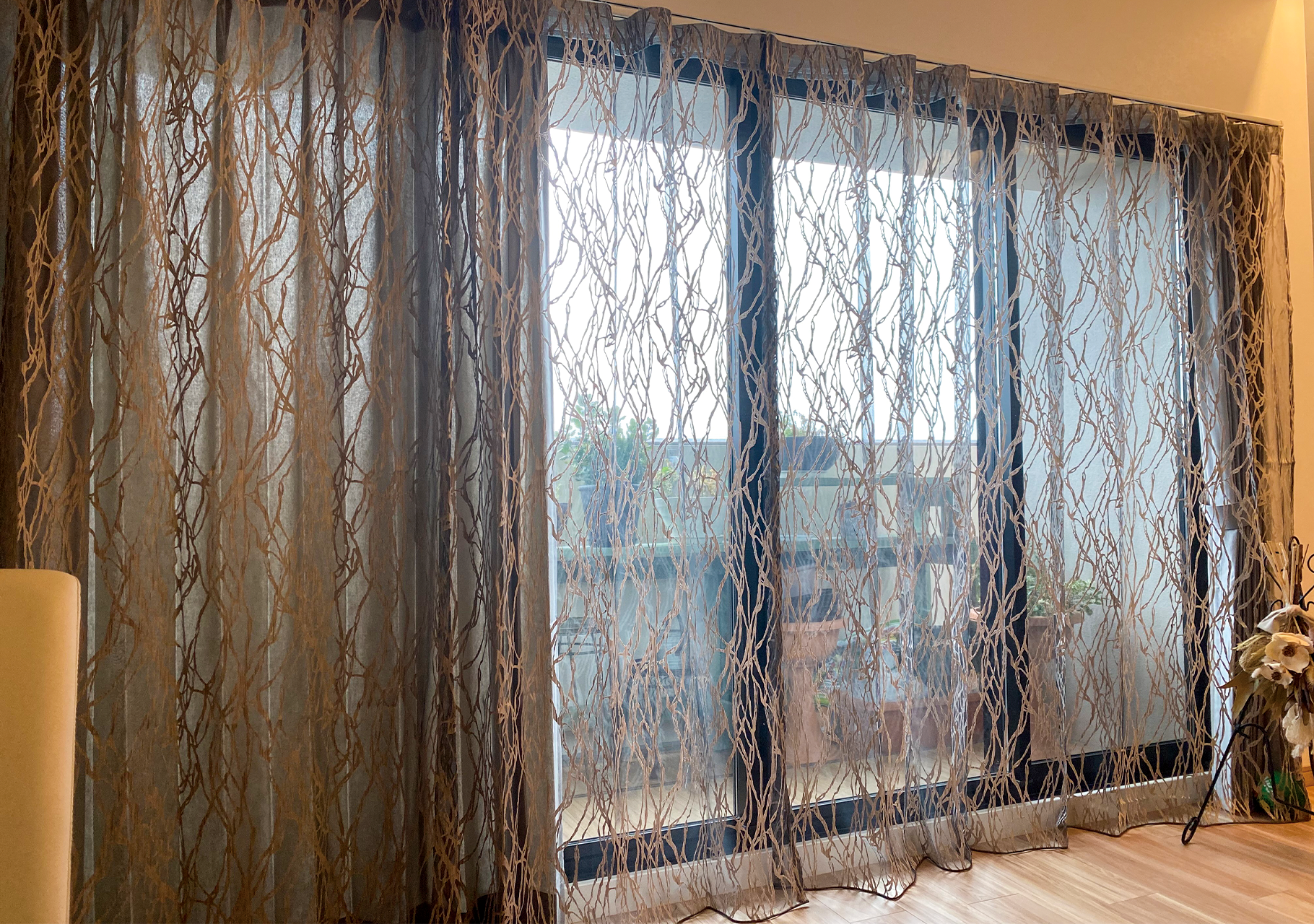 岐阜市｜加納｜マンション｜リビング｜カーテン｜フロントレース｜輸入生地｜