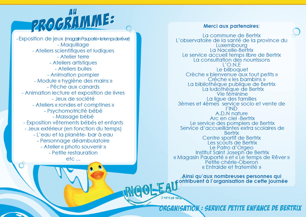 Enfance en fête à Bertrix - "Rigol'eau" - 23 octobre 2011 - 3ème participation