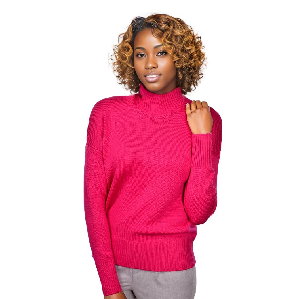 Maglione Donna Dolcevita Aderente In Misto Cotone - Maniche Lunghe
