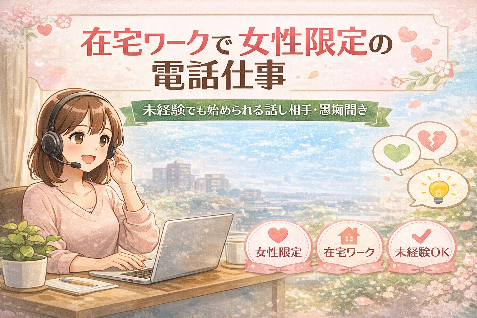 在宅ワークで女性限定の電話仕事｜未経験でも始められる話し相手・愚痴聞きスタッフ募集