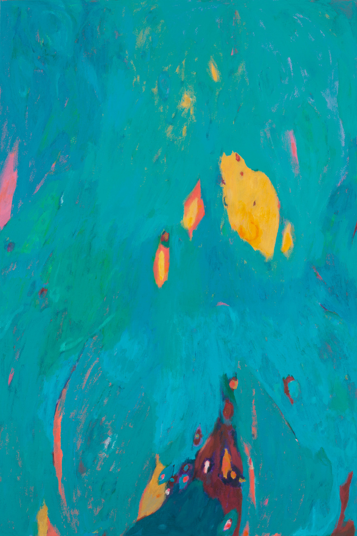 "Suns, Flares and Cosmic Dusts #2" ,acrylic on canvas (36"x24"), 2014 (photo-Aaron Johanson