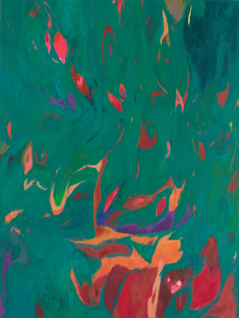 "Suns, Flares and Cosmic Dusts #4" ,acrylic on canvas (48"x36"), 2014, available $2,000 (photo - Aaron Johasnon)