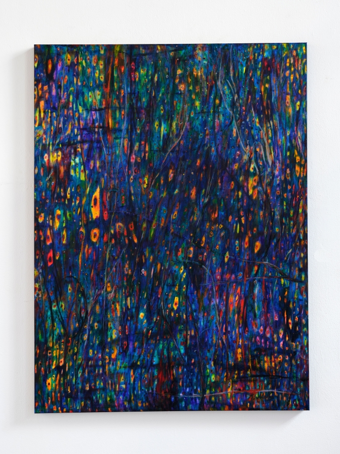 "Suns, Stars, and Cosmic Tree #23", acrylic on canvas (48"x36"), 2020-3, (photo- Aaron Wesling)