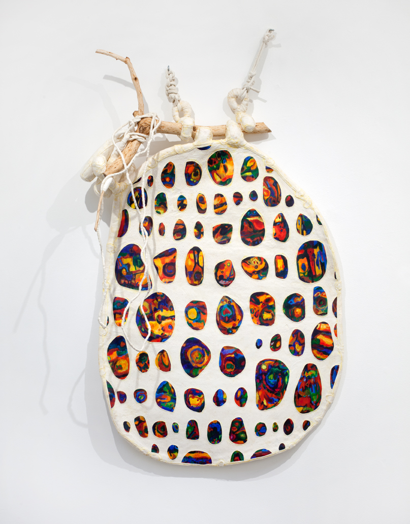 "Cosmic Leaves #2", 2016 mix media assemblage, "70x38", available $4,000
