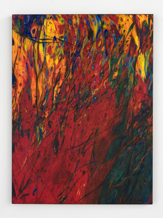 "Suns, Stars and Cosmic Tree #30 acrylic on canvas, 48"x 36", 2021, $2,500 (photo by Aaron Wessling)