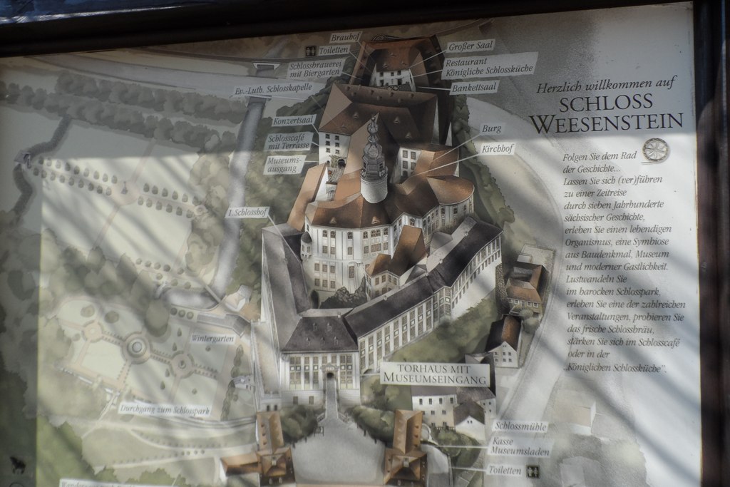Lageplan der Burg Weesenstein, einst Sitz des sächsischen Adelsgeschlechts von Bünau