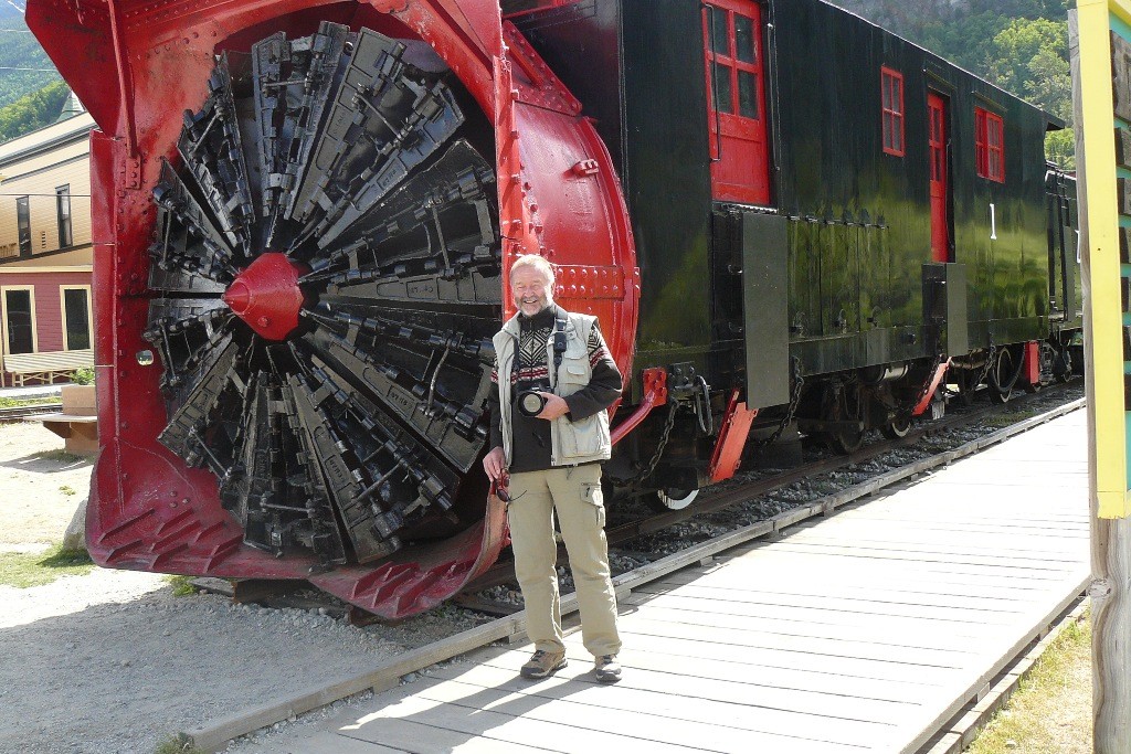 Fotoshooting vor der legenderen White Pass Snowplow (Schneefräse)