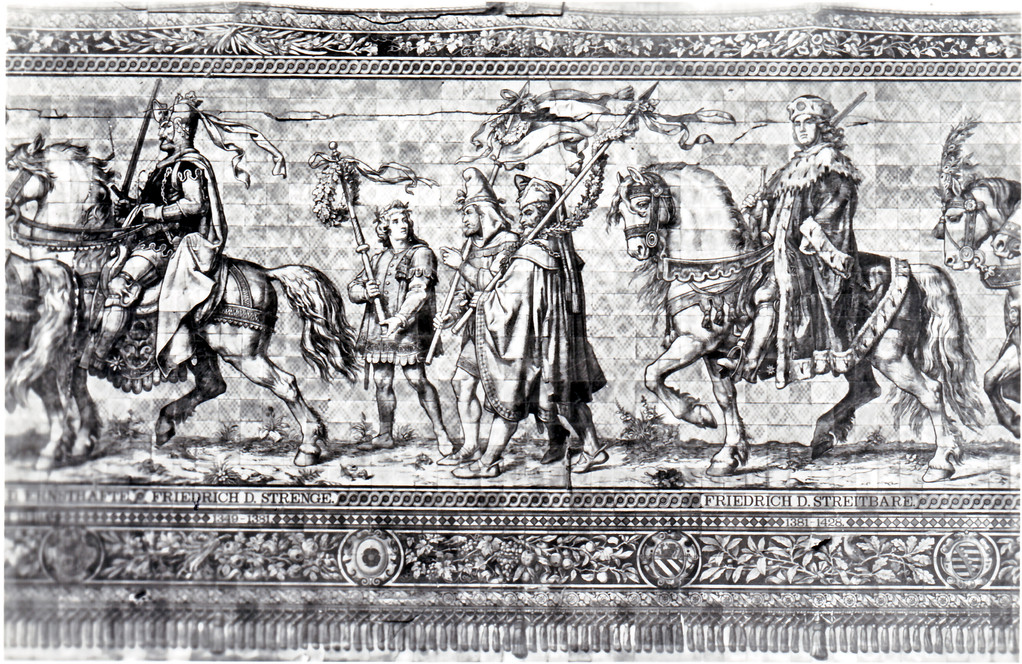 Historisches Wandbild, Meißner Kachelmalerei - Fürstenzug, 1324 - 1428
