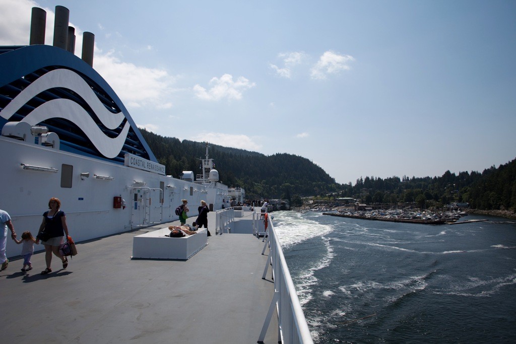 Überfahrt mit der Costal Renaissance, Blick zurück zur Ferrie Station Horseshoe Bay