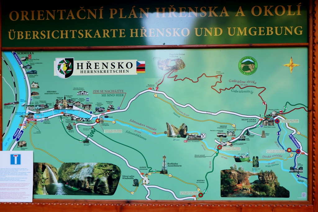 Wir stehen vor unserer heutigen Tagestour von Hrensko über Mezni Louka zum Pravčická brána und zurück