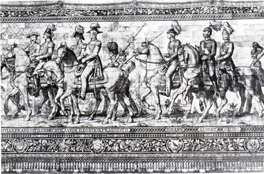 Historisches Wandbild, Meißner Kachelmalerei - Fürstenzug, 1763 - 1873
