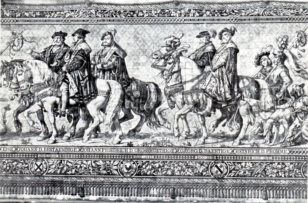 Historisches Wandbild, Meißner Kachelmalerei - Fürstenzug, 1532 - 1541