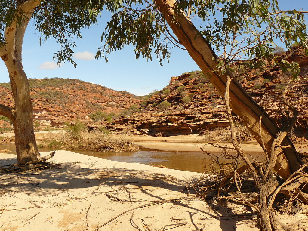 Die Wanderung am Murchison River entlang, der hier im Verlauf eine Art Hufeisen bildet, ist irre und füllt die Speicherkarte der Kamera.