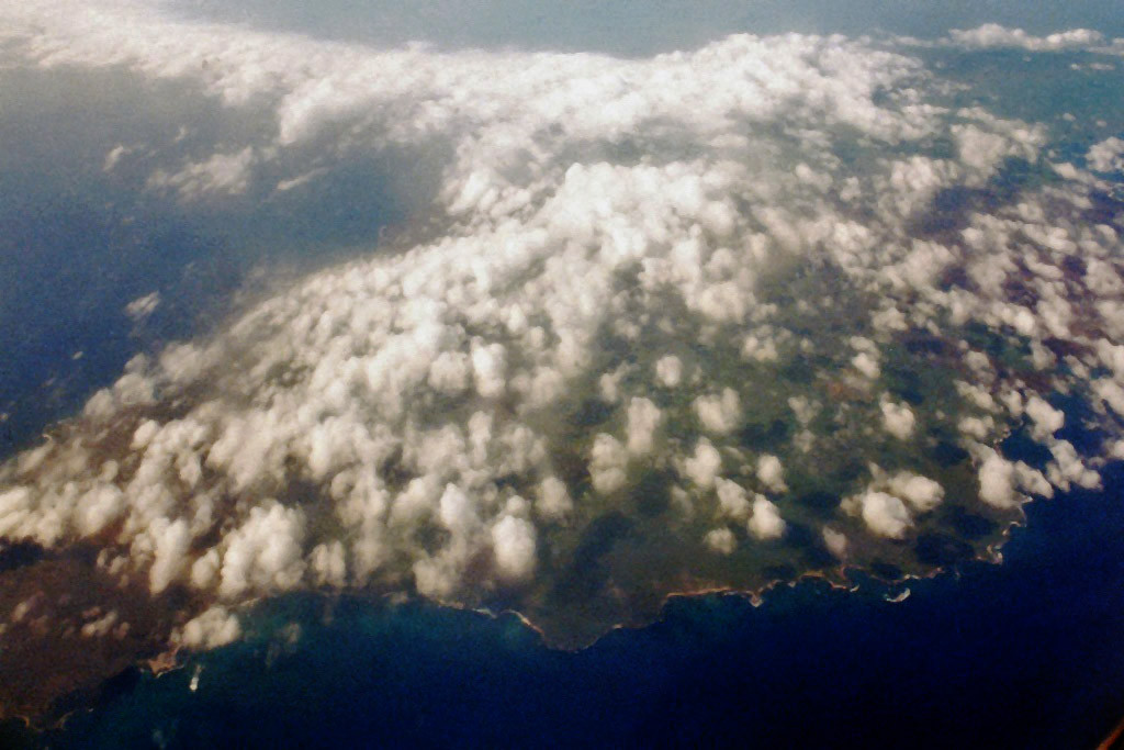 Anflug zu den Galapagos Inseln, Baltra Airport
