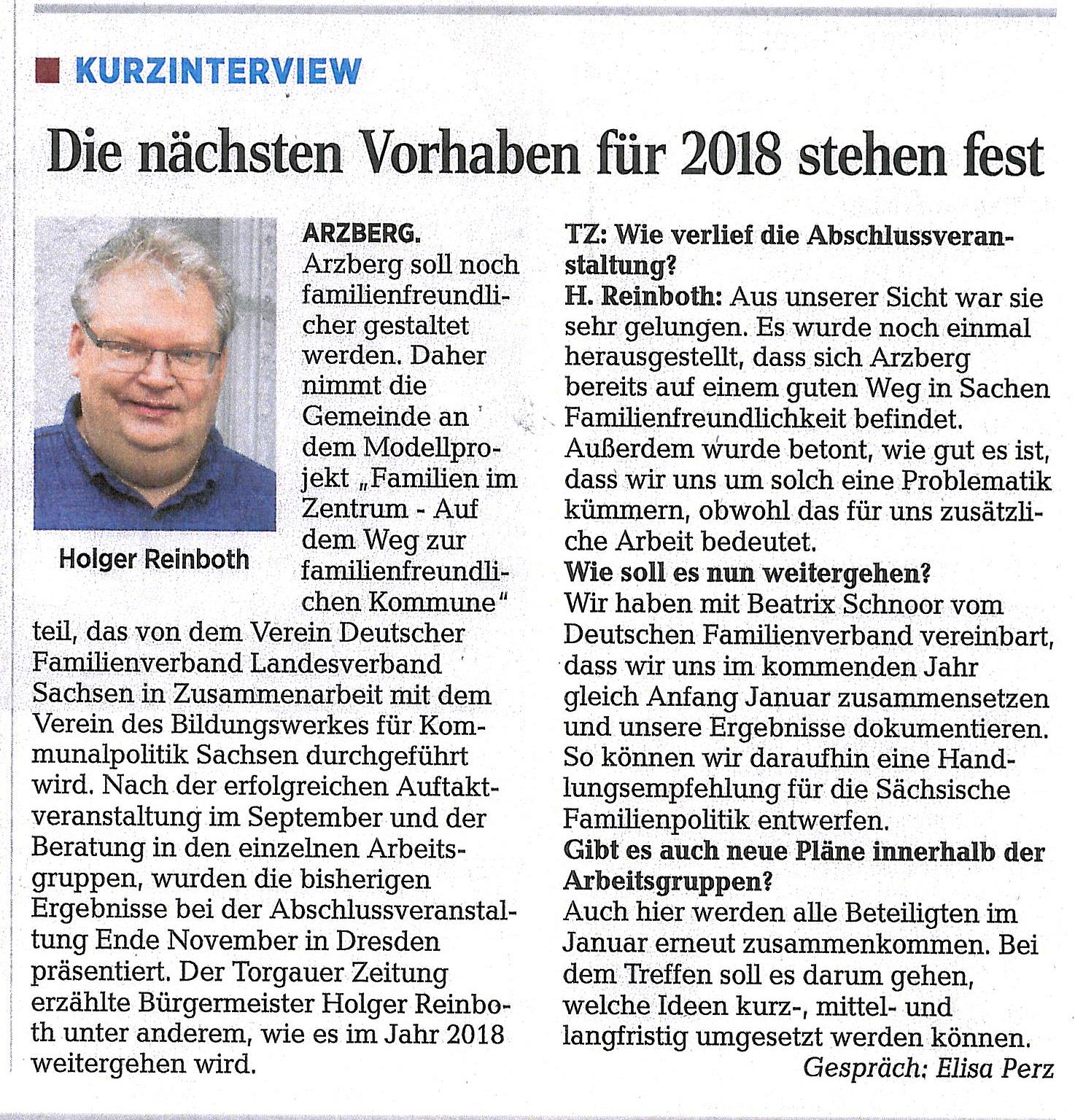 Artikel aus der Torgauer Zeitung, 22.12.2017