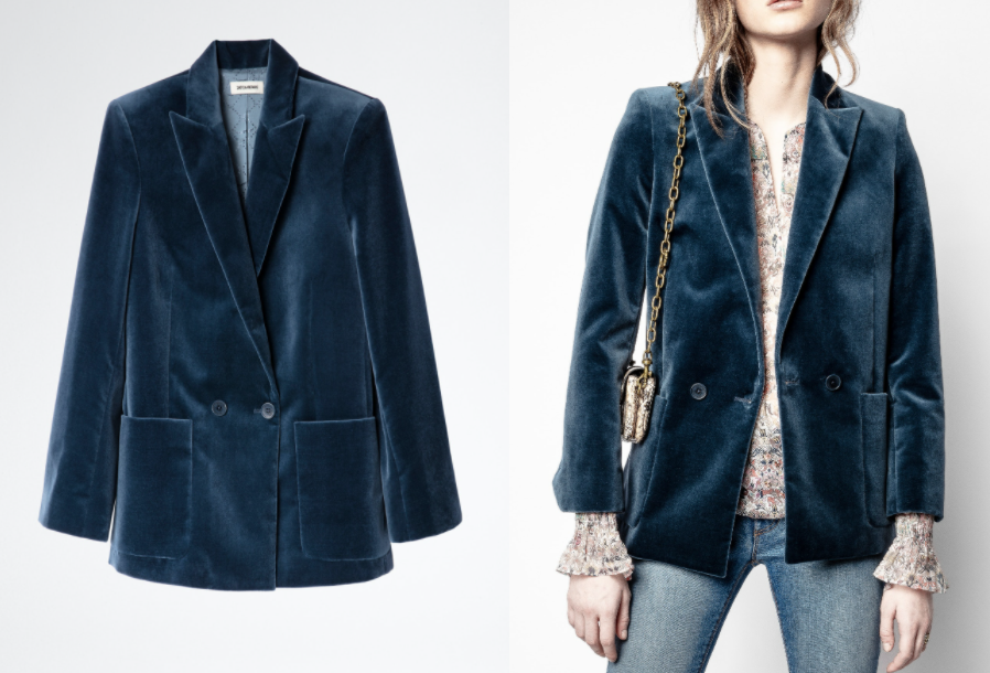 Veste velours femme clearance bleu marine