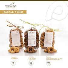 Tarallini artesanales en paq. de 300gr distintos sabores sin conservantes: picantes; tradicionales o con papas y romero (6.50€ und)