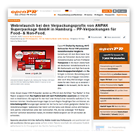 Webscreenshot: Pressemitteilung auf OPENPR von ANPAK / PP-Verpackungen