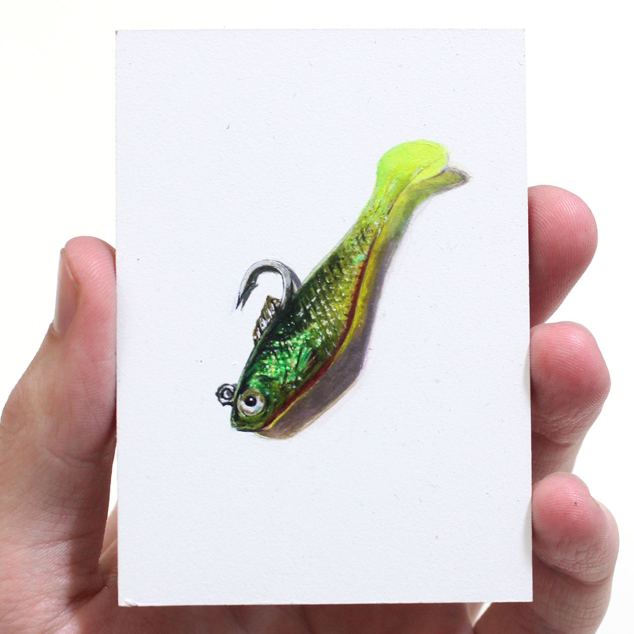 "Piscis ficticius"  Acrylic on Panel, 3,5x2,5in, 2018